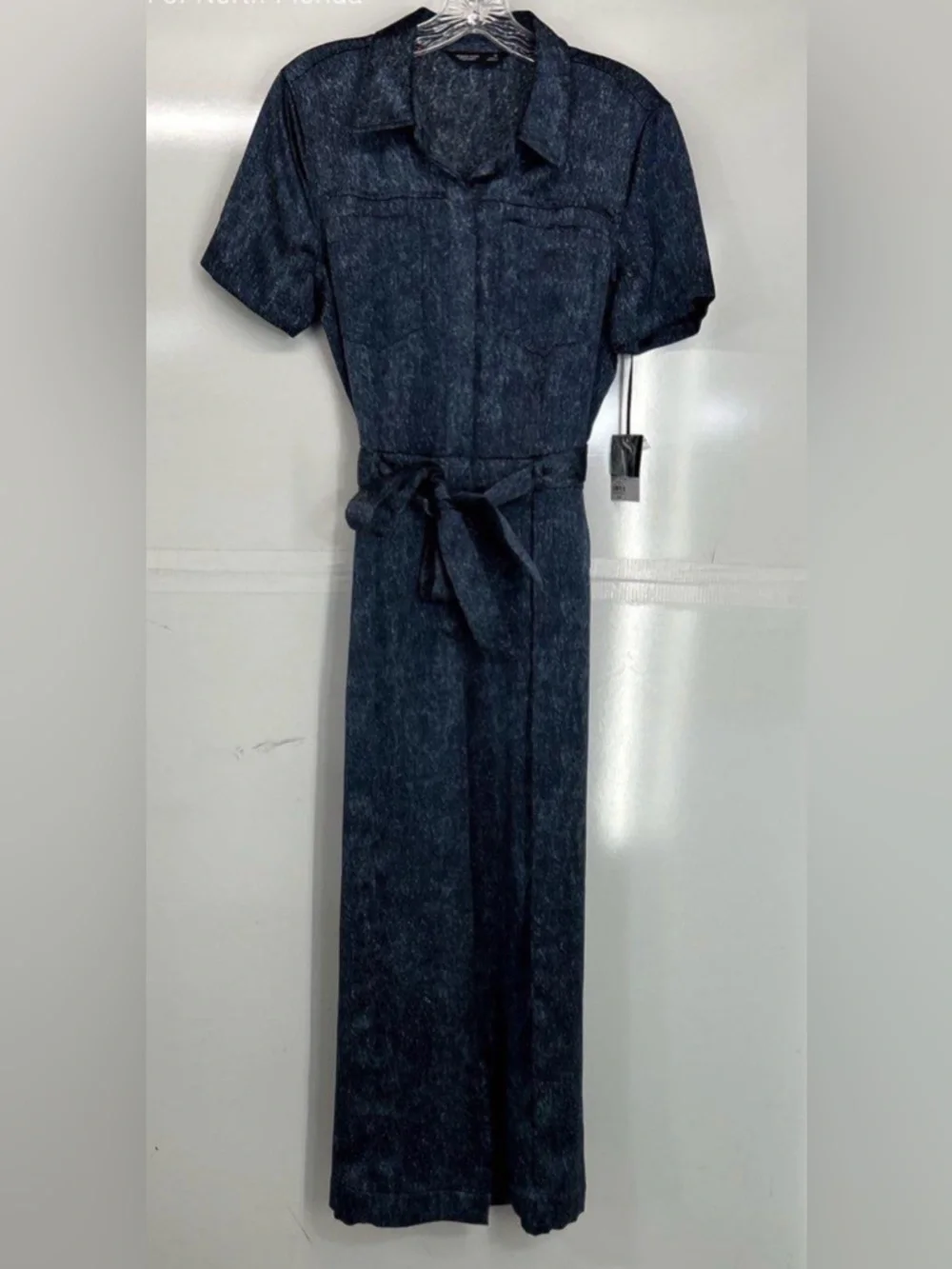 Dark Wash Simply Vera Wang Denim Jumpsuit with Tie Belt - Picture 1 of 4